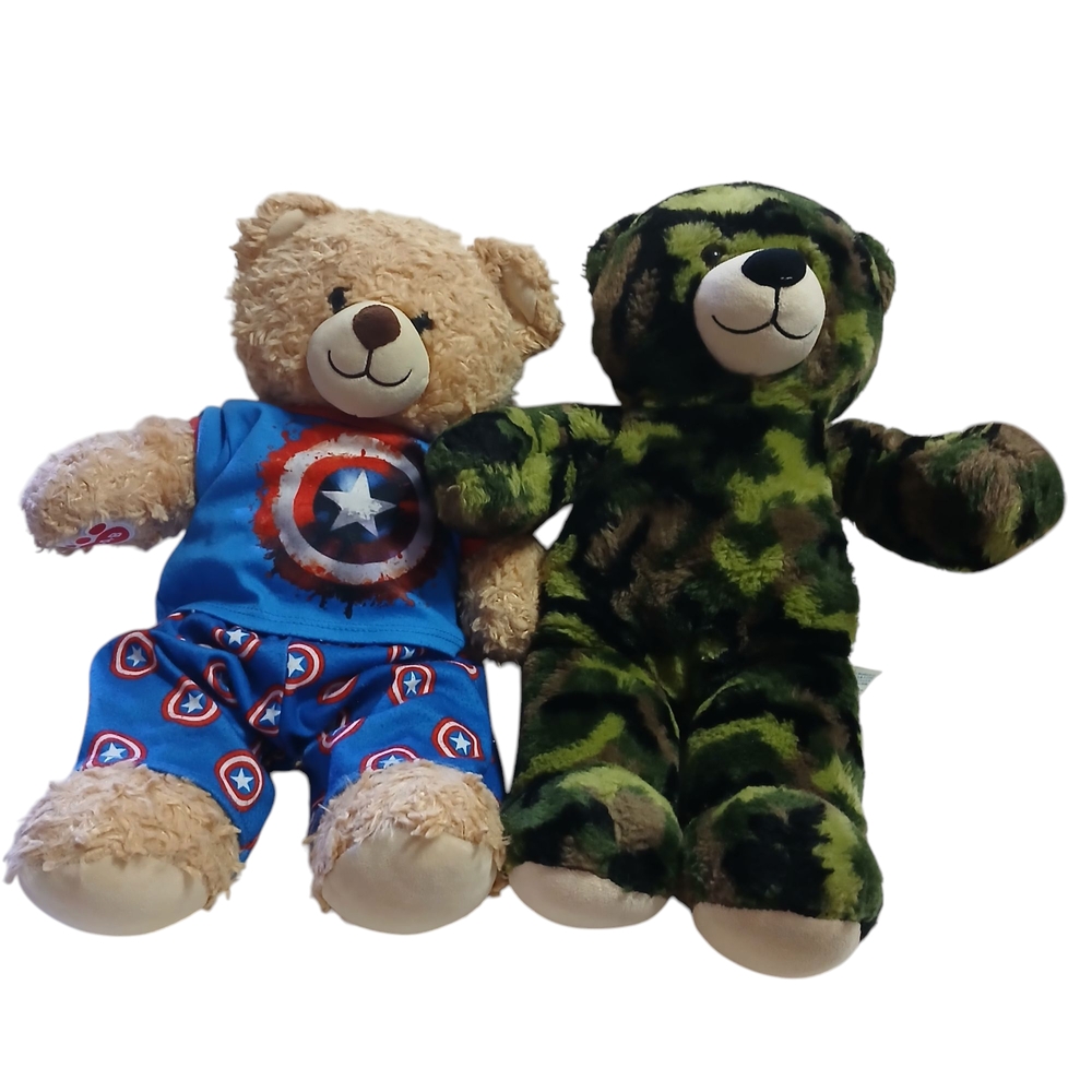 Build-A-Bear Captain America and Camouflage Teddy Bears